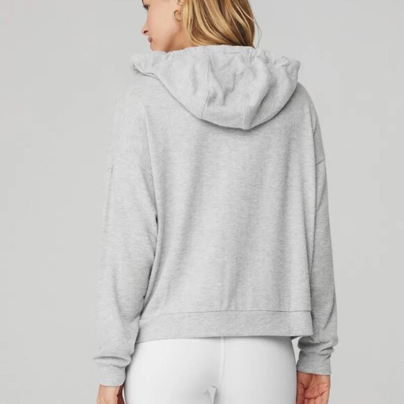 ALO Yoga Women's Medium Gray Full Zip Hoodie Sweatshirt Soft Athleisure Everyday - Picture 6 of 6